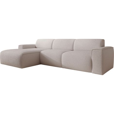 Selsey Bouvi – Ecksofa, Ottomane links, hellbeige, Bouclé
