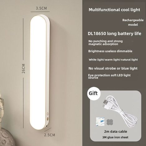 Lampe SdB LED Miroir Lumineux – 3 Couleurs – Applique Murale – Batterie 18650 Rechargeable – 2m Câble (1/5)