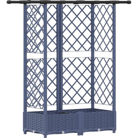 Fioriera da giardino Letto Rialzato con Griglia e Tetto Grigio 124 x 40 x 121 cm PP (1/5)