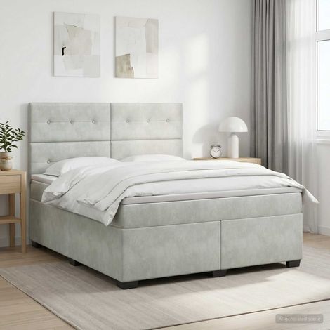 Cama box spring con colchón Gris Claro 160 x 200 cm Terciopelo (1/5)