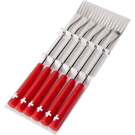 Kuhn Rikon 32206 - Forchettoni da fonduta con Croce Svizzera, 6 pz