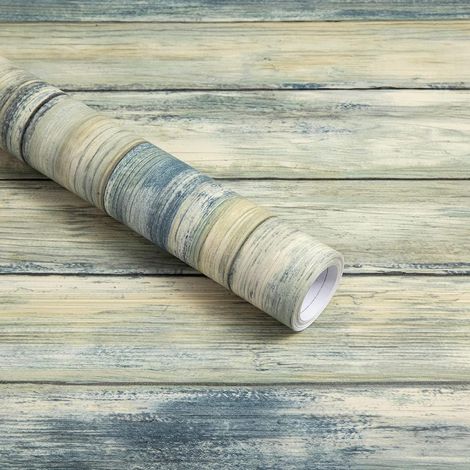 Film vinyle pour meubles en bois bleu 30 cm x 2 m (1/5)
