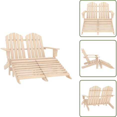 Adirondack-Gartenbank 2-Sitzer mit Fußteil Tannenholz - Adirondack Stuhl - Gartenstuhl - Holz Gartenmöbel - Esszimmer Stühle - Terrassen Möbel (1/5)