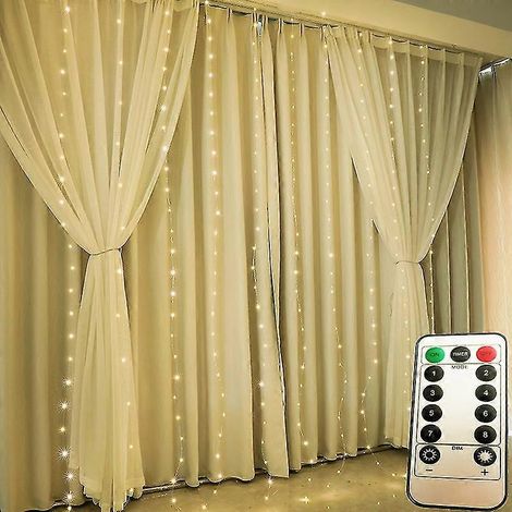 Guirlande lumineuse rideau, guirlande rideau cascade avec fil de cuivre LED, 3 ports USB x 3 (1/4)
