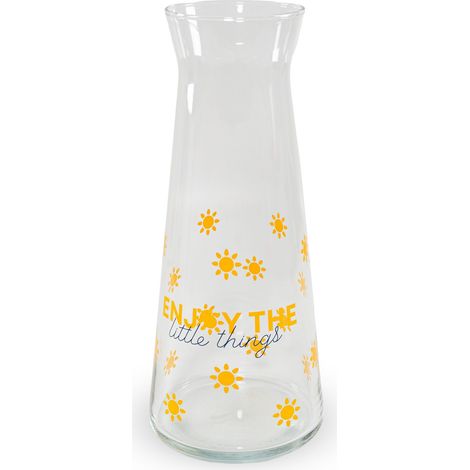 WD LifeStyle Caraffa in Vetro Decorata 1 Lt Decoro Enjoy the Little Thing Giallo