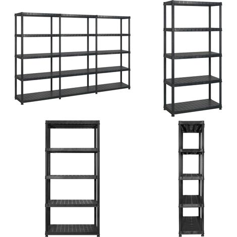 Étagère de rangement 5 niveaux Noir 274,5x45,7x185 cm Plastique - Étagère De Rangement - Étagère Industrielle - Meuble De Stockage - Rangement Vertical - Organisation Maison - Home & Living (1/5)
