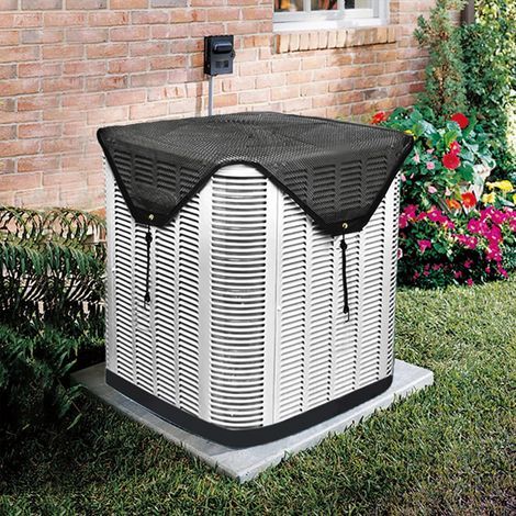 BRAVIX Housses de climatiseur pour unités extérieures noires, housse de climatisation pour unité extérieure, grille ouverte (91 x 91 cm) (1/5)