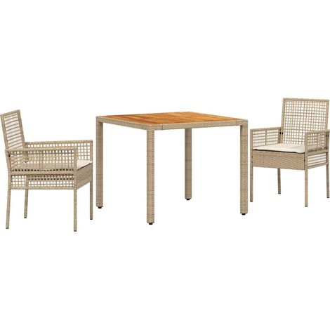 Maison Exclusive - Set da Pranzo per Giardino 3 pcs Beige polyrattan (1/5)