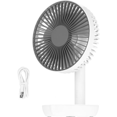 Leiser, wiederaufladbarer Tischventilator mit Oszillation – USB-Anschluss für Zuhause, Schule und Büro – Weiß (1/5)