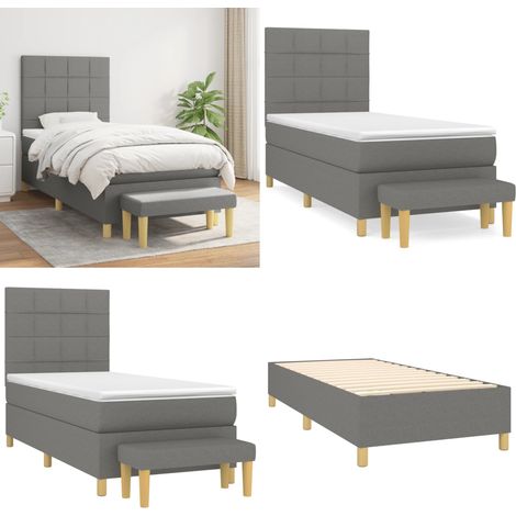 Boxspringbett mit Matratze Dunkelgrau 100x200 cm Stoff - Boxspringbett - Doppelbett - Bettenrahmen - Schlafsofa - Wohnraumgestaltung - Home & Living (1/5)