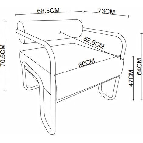 Fauteuil lounge moderne avec dossier élégant, 68,5 x 73 x 70,5 cm – revêtu de velours côtelé doux et doté d'une structure en métal noir. Design minimaliste idéal pour le salon, la chambre ou le bureau (1/4)