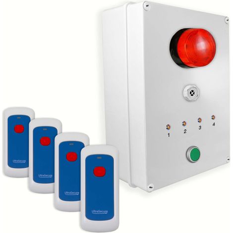 Système d'identification d'alerte sans-fil 900m - 4 boutons mobiles / Sirène / Flash / LEDs / Bouton d'arrêt (DA600+) (1/5)