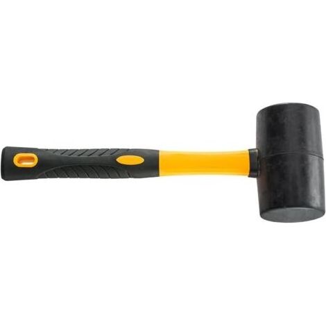 Schwarzer Gummihammer Ø 55 mm – Kleiner Universalhammer für Fliesenleger, Karosseriebauer, Maurer, mit 2K-Bimaterialgriff zum Fliesenlegen und Pflastern (1/5)