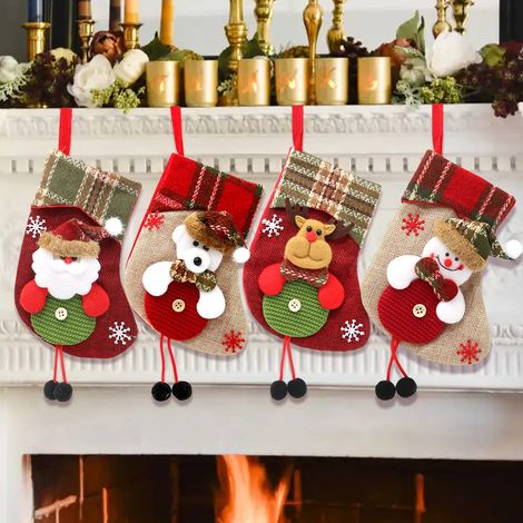 Mini chaussettes de Noël à motifs de rennes, Père Noël et bonhommes de neige, appliques 3D colorées pour une ambiance de Noël chaleureuse, parfaites pour la décoration de la maison et du bureau (1/5)