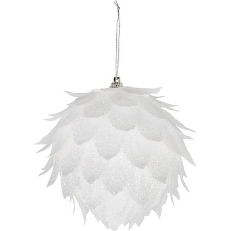 Dekoration MagicHome Weihnachten, Kugel, weiß, mit Glitzer, 10 cm (1/3)