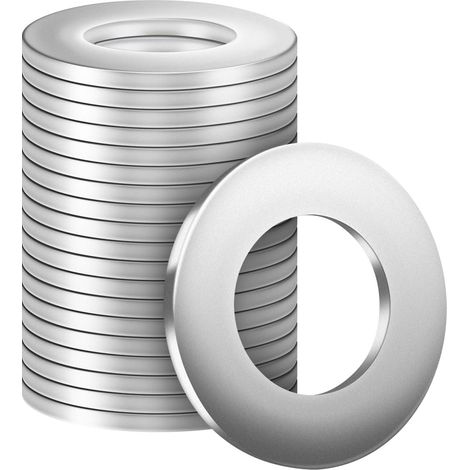 Rondelles Plates Inox M16 - 20 Pièces - Acier 304 - Résistance Corrosion - Bricolage et Industrie - 30mm (1/5)