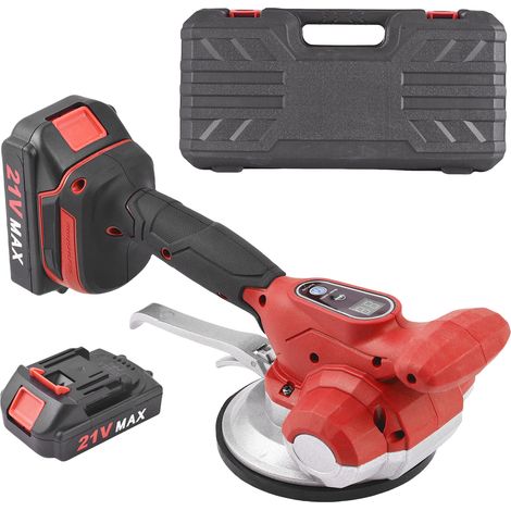 Machine de nivellement vibrante pour carrelage, batterie 21 V Max, outil de pose de carrelage avec 6 vitesses réglables, grande capacité de charge, ventouse élargie, prise US, rouge.