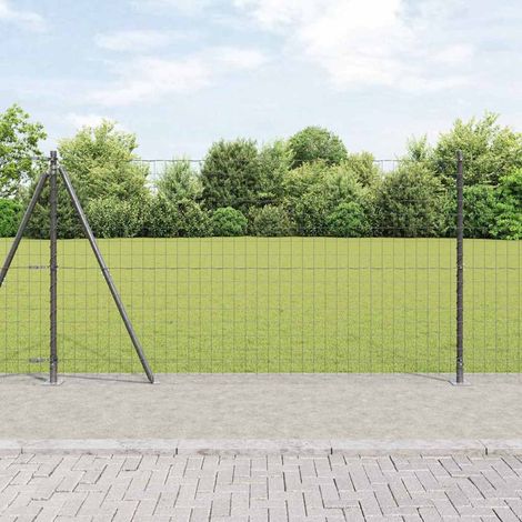 Zaun mit Pfosten Grau 1,2 x 10 m Stahl