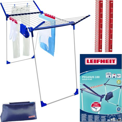 Stendibiancheria a terra Leifheit Pegasus 180 Solid Plus, in bianco e blu, robusto e resistente (1/5)