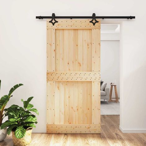 vidaXL Porta scorrevole Naturale e Nero 100 x 210 cm