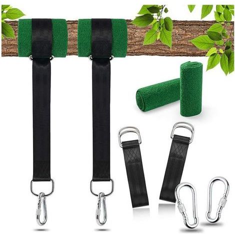 2pcs sangles réglables pour balançoire pour arbre, mousqueton en alliage , protection d'arbre incluse, mousqueton robuste,, facile à installer ou à ac (1/4)