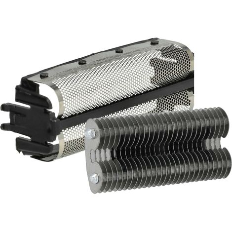 vhbw 1x Klingenblock, 1x Doppelscherfolie mit Rahmen kompatibel mit Remington Elite XLR9200 Rasierer - Kombipack Schwarz Silber