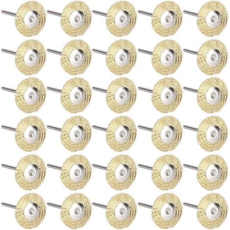 (Fil de Laiton)30 pièces Roue de Brosse en Fil d'acier Mini Brosse métallique Roue Tasse brosses de Roue de Polissage pour Polissage Nettoyage Rouille Corrosion Peinture (1/5)