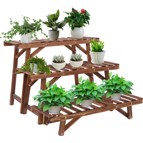 Soporte para Plantas Estanterias Escalera para Macetas de Madera Maciza UNHO (1/5)