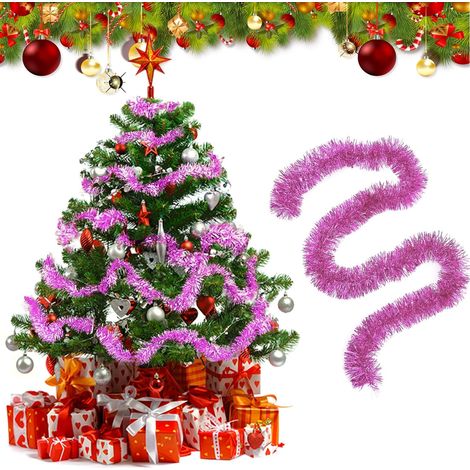 Guirnalda navideña rosa brillante (2 m, 10 unidades), metalizada brillante, para árbol de Navidad, decoración colgante para árbol de Navidad, boda, fiesta (C) (1/5)