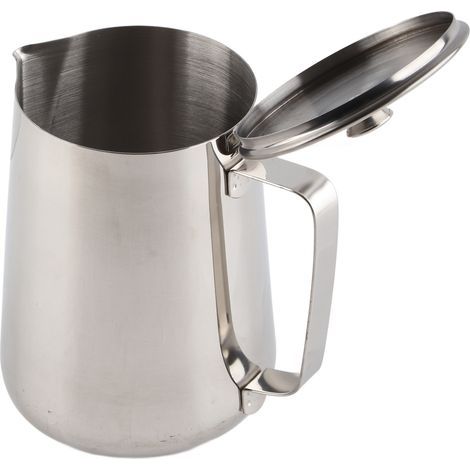 Stainless steel milk jug with lid for coffee frothing and latte art (2000 ml) (1/5)
