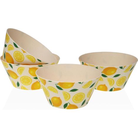 VERSA boles limones polipropileno 500 ml , Set de boles Limones 500 ml, un conjunto práctico y decorativo que aporta un estilo mediterráneo fresco y colorido a la mesa. Ideales par