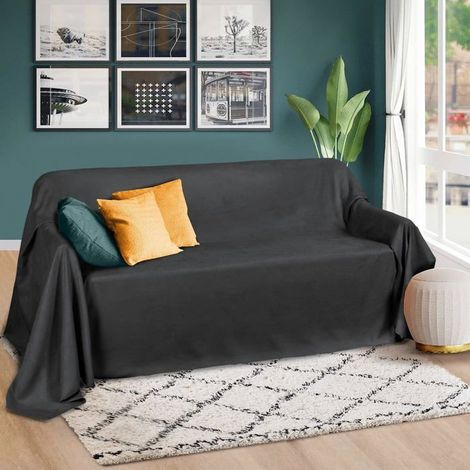 1 pièce Couverture velours 210x280 cm, plaid canapé anthracite, jeté déco salon moderne, pour canapé ou lit