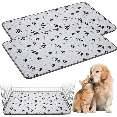 Tapis absorbants 120 x 60 cm pour cochons d'Inde, 2 Tapis, lavables, 4 Couches absorbantes, antidérapants, réutilisables, pour Petits Animaux (Hamsters, Lapins, Chiots), Cages, Voitures et canapés (1/5)