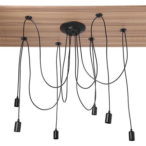 APEX Lustre Industriel à 6 Têtes,Pendentif Araignée Rétro Vintage,Plafonnier Bricolage,Hauteur Réglable,avec Longueur de Câble de 2M-E27 (1/5)