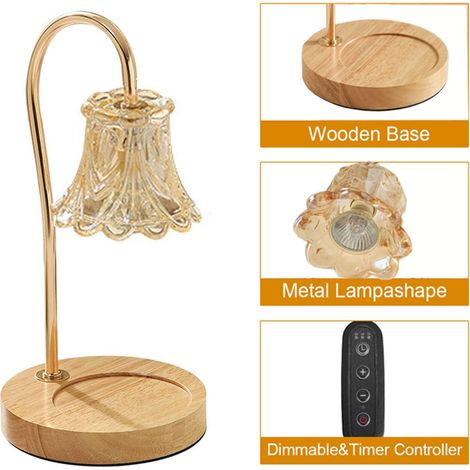 Scaldacandele a intensità regolabile con 2 lampadine aromatiche per casa, ufficio, camera da letto, soggiorno, ideale come regalo (ambra con timer) (1/5)