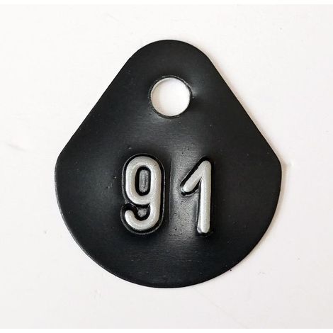 Chiffre goutte d'eau fond noir (à l'unité) estampé "91" en relief blanc hauteur d'écriture 11mm DERANCOURT