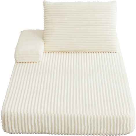 Canapé modulable beige en velours côtelé, canapé moderne une place de 211 cm avec dossier triangulaire repositionnable (1/5)