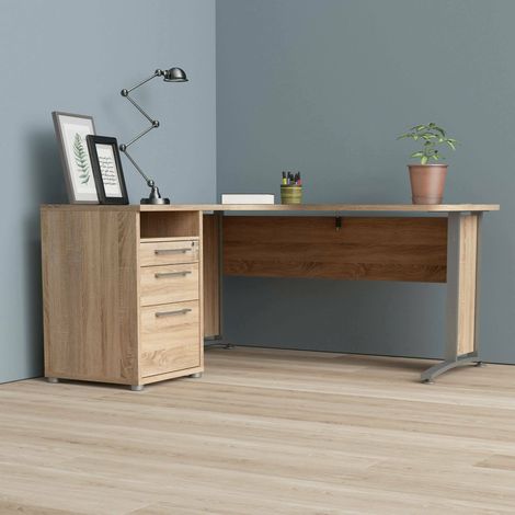 Dmora Schreibtisch, Eichenfarbe, 159 x 74,5 x 150,5 cm (1/5)
