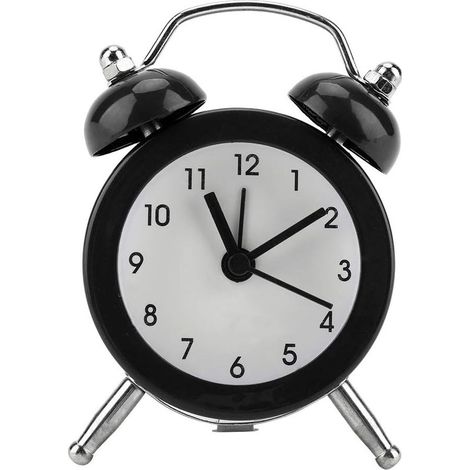 Sveglia in Metallo a Doppia Campana in Forte Allarme Silenzioso, con Luci di Notte - Orologio Classico Retrò Numeri arabi, Rosso/Nero, senza una Tac per la Camera da letto Ufficio Viaggi (1/5)