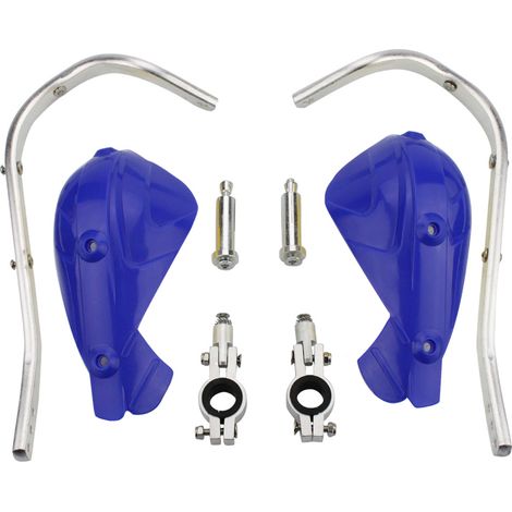 Protège-mains Moto 7/8" avec Barre en Aluminium - Poignées Bleues pour Guidon Tout-Terrain, Enduro et Cross-x