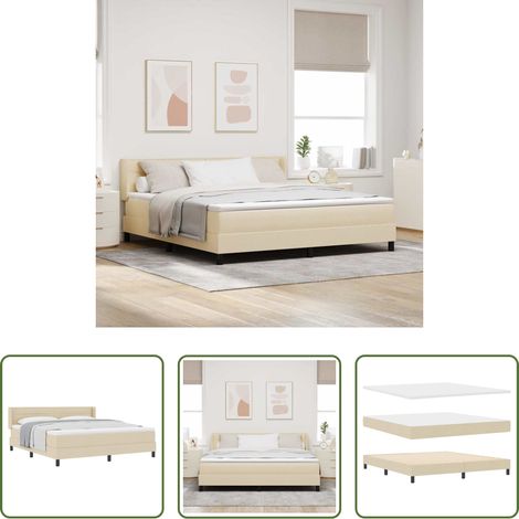 Matratze - Boxspringbett mit Matratze Creme 200 x 180 cm Stoff (1/5)