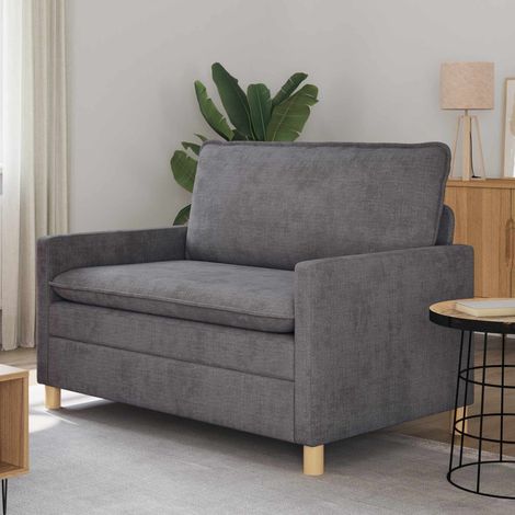 Canapé 2 places gris foncé en polyester, cadre métal, coussins épais, 126 x 81 x 87,5 cm - PANGIVO (1/5)