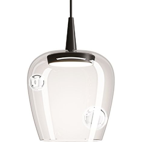 Zafferano Bilia Suspension Led 8W 2700K Verre Borosilicate Noir-Transparent Ø18Cm, Design Élégant Pour Éclairage D'Intérieur Moderne (1/4)