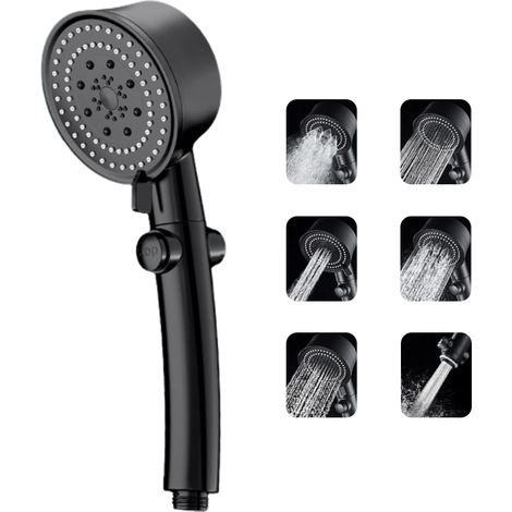 Pommeau de douche à main haute pression avec 6 modes de jet, pommeau de douche amovible pour salle de bain
