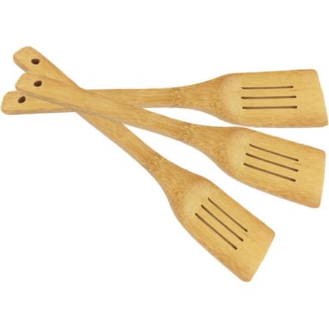 Spatule en Bambou Ergonomique Cuisine, Ustensile Cuisine Naturel en Bois, Poignée Confortable, pour Poêles Antiadhésives et Cuisson Poêle (1/5)