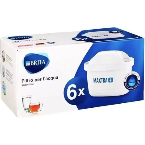 Cartouches filtrantes universelles BRITA MAXTRA+, lot de 6 – Compatibles avec toutes les carafes filtrantes BRITA, technologie MicroFlow, réduction du calcaire et du chlore