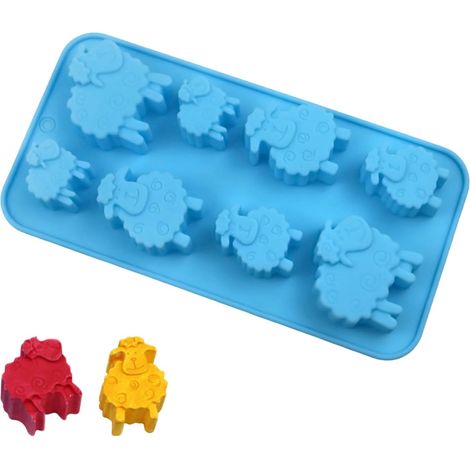 Mini Moule Silicone 8 Cavités Forme de Mouton Moule Chocolat Silicone Sans Bpa Moule Cupcake Silicone Utilisé pour la Pâtisserie au Chocolat à Faire Soi-même,Mouton,Mouton (1/5)