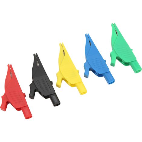Jeu de 5 pinces de test pour multimètre, légères et sûres, avec isolation 5 couleurs et fiche de 4 mm, adaptées à une utilisation automobile. (1/5)