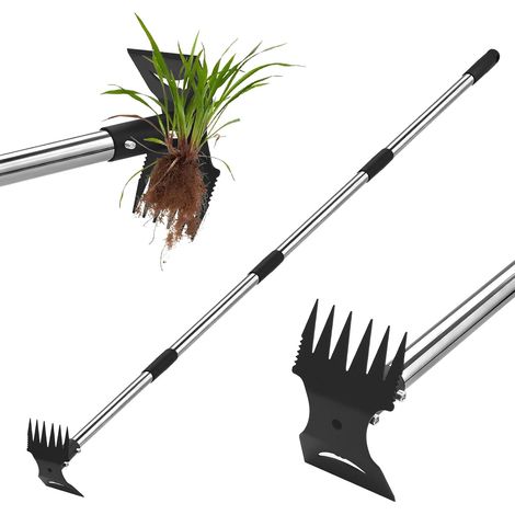 Desherbeur Manuel Long Manche, 148.5cm Râteau Manuel 2 en 1 Et Houe De Jardin, Outil De Désherbage Manuel, Houe De Jardin avec 6 Griffes pour Ameublir, Pelouse, Terrasse, Jardin (1/5)
