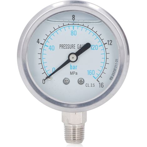 Manomètre en acier inoxydable 1/4 NPT pour huile, eau et vide, 0-16 MPa, usage domestique et industriel (1/5)